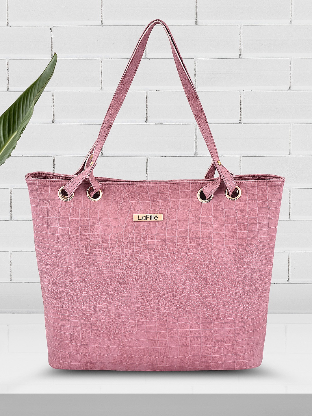

LaFille Purple Colourblocked PU Structured Handheld Bag