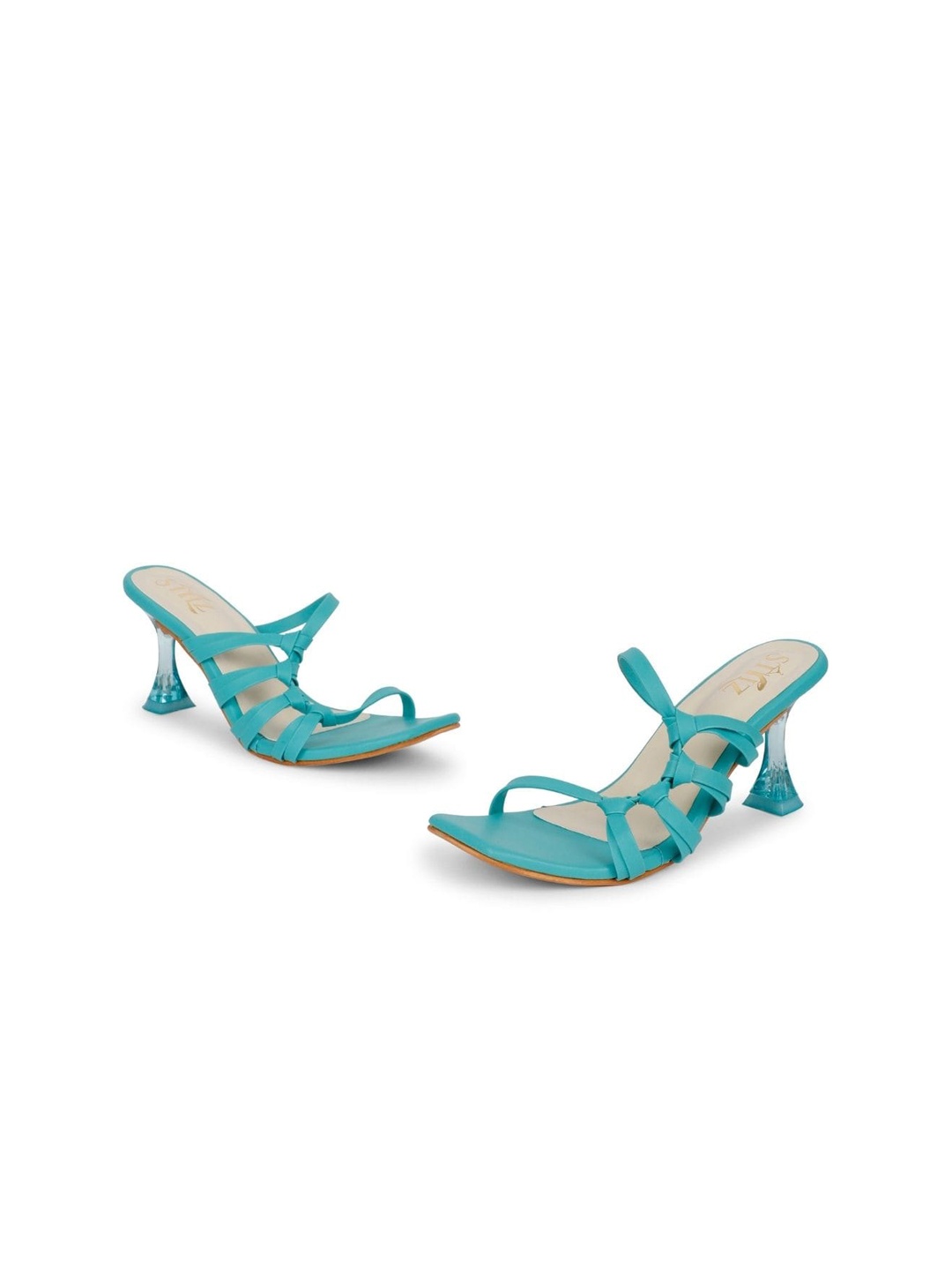 

stylzrepublic Knotted Open Toe Block Heels, Sea green
