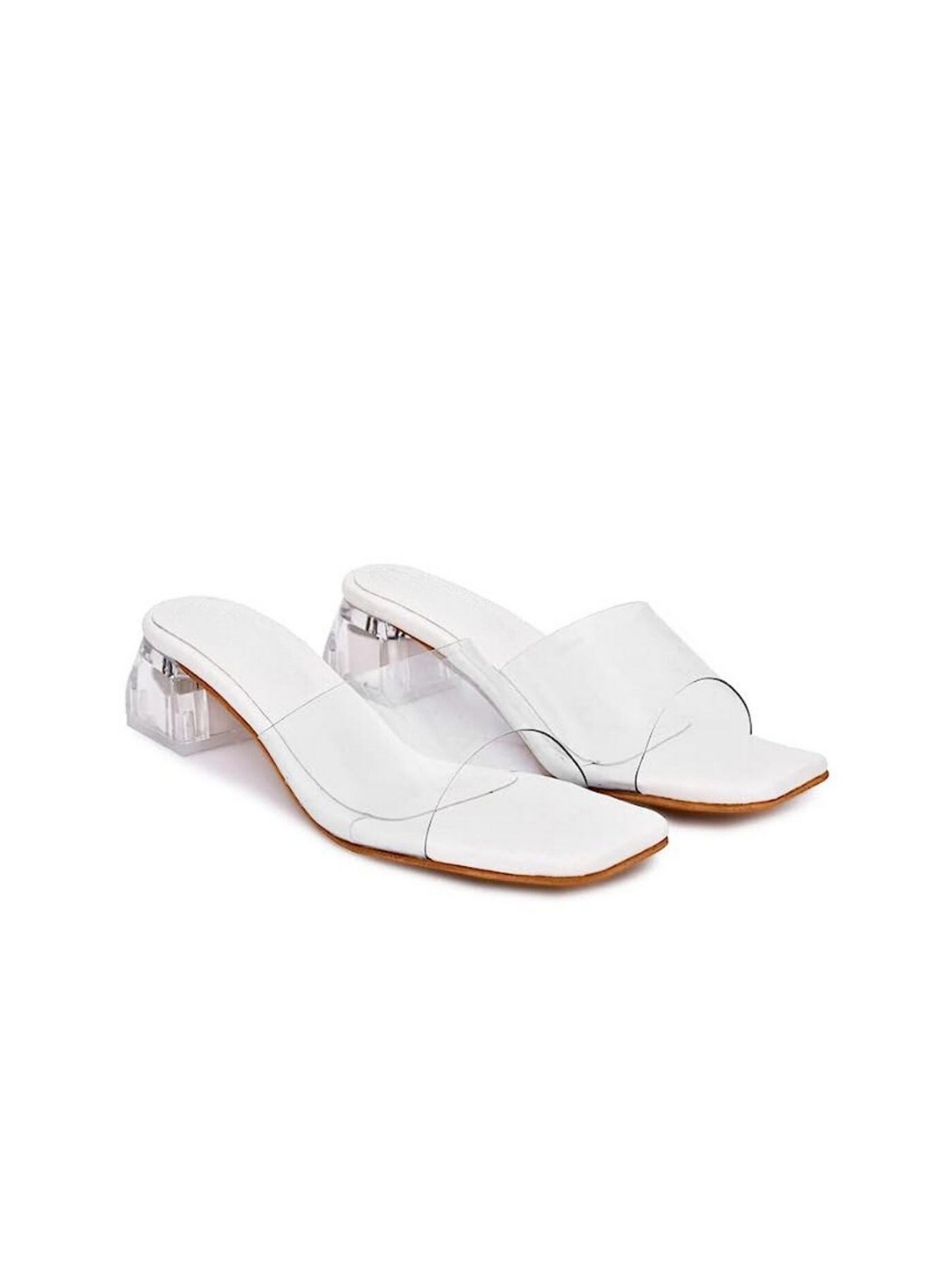 

stylzrepublic Open Toe Block Heels, White