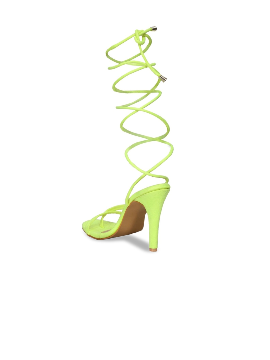 

stylzrepublic Open Toe Lace-Up Stiletto Heels, Fluorescent green