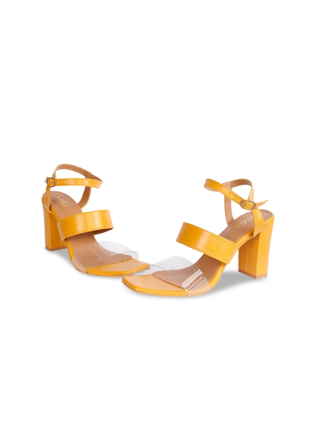 

stylzrepublic Open Toe Block Heels, Mustard