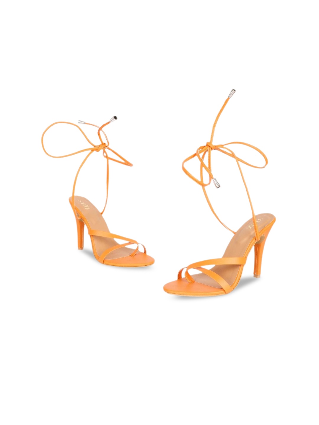 

stylzrepublic One Toe Lace-Up Stiletto Heels, Orange