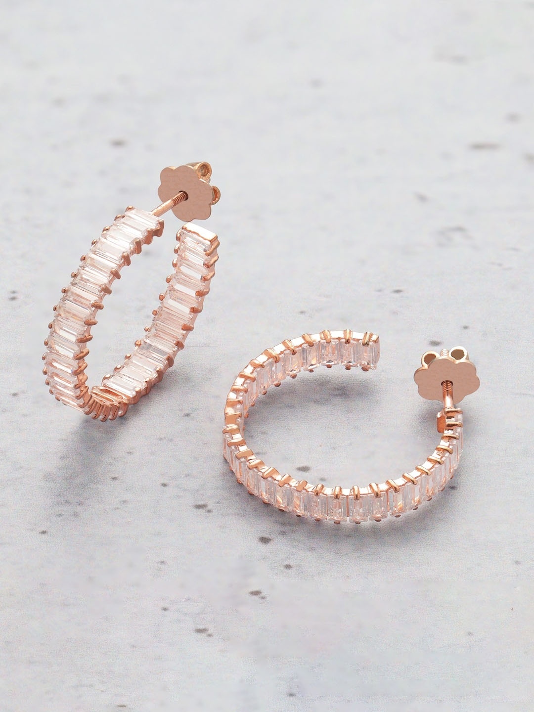 

ORIONZ Gold-Plated Circular Half Hoop Earrings, White