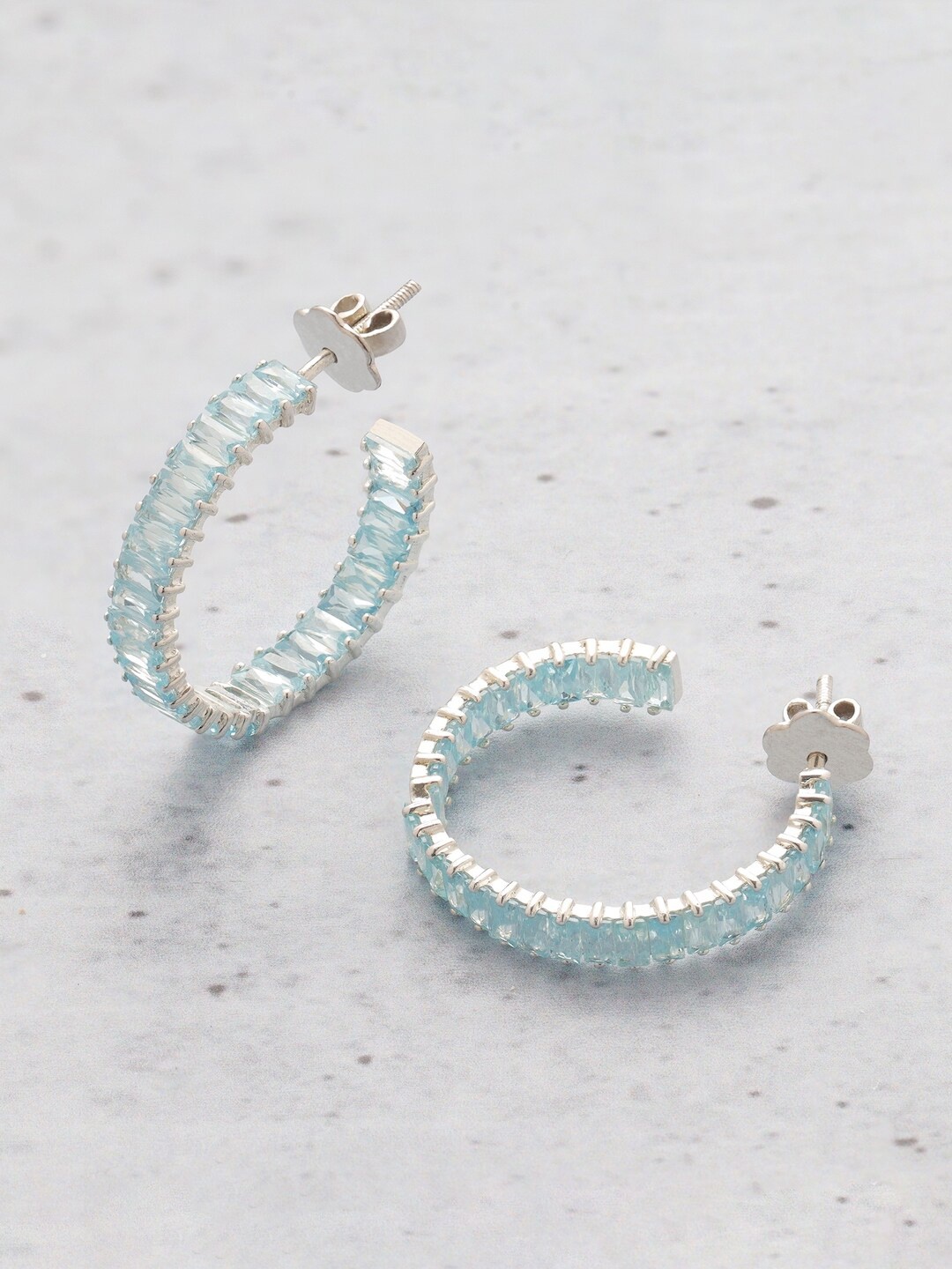 

ORIONZ Gold-Plated Circular Half Hoop Earrings, Blue