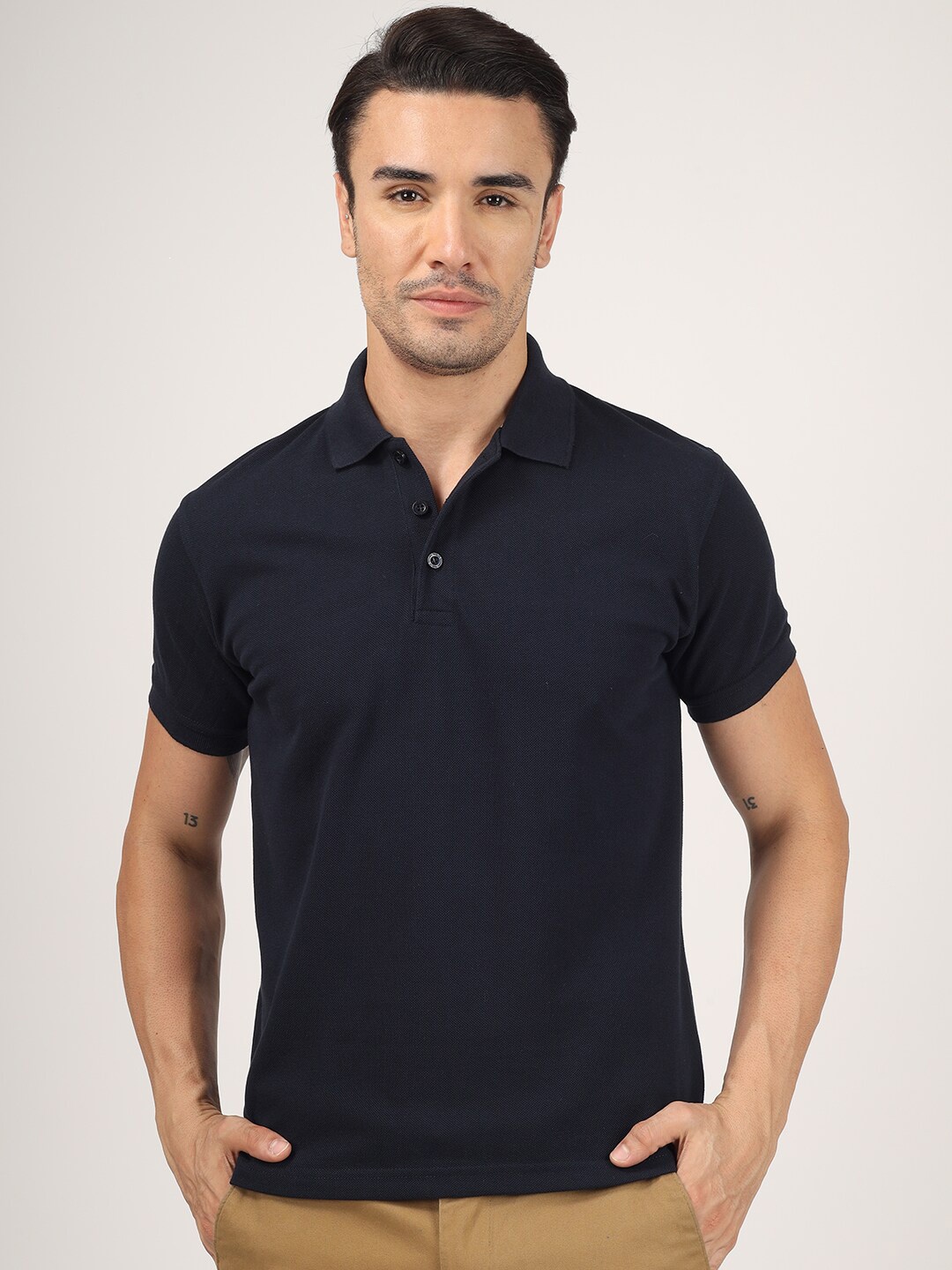 

Greylongg Polo Collar Short Sleeve Regular T-shirt, Navy blue