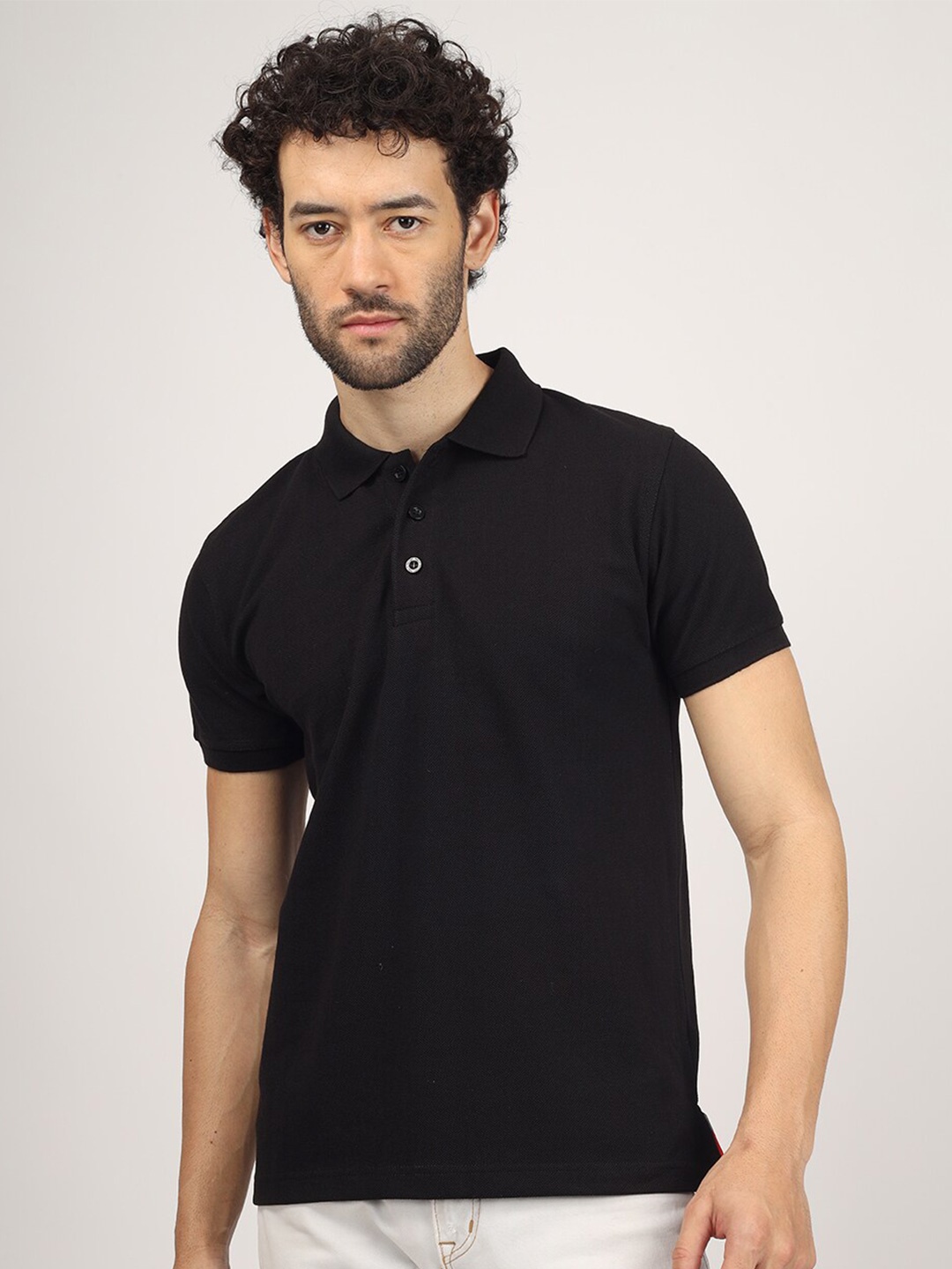 

Greylongg Polo Collar Short Sleeves T-shirt, Black