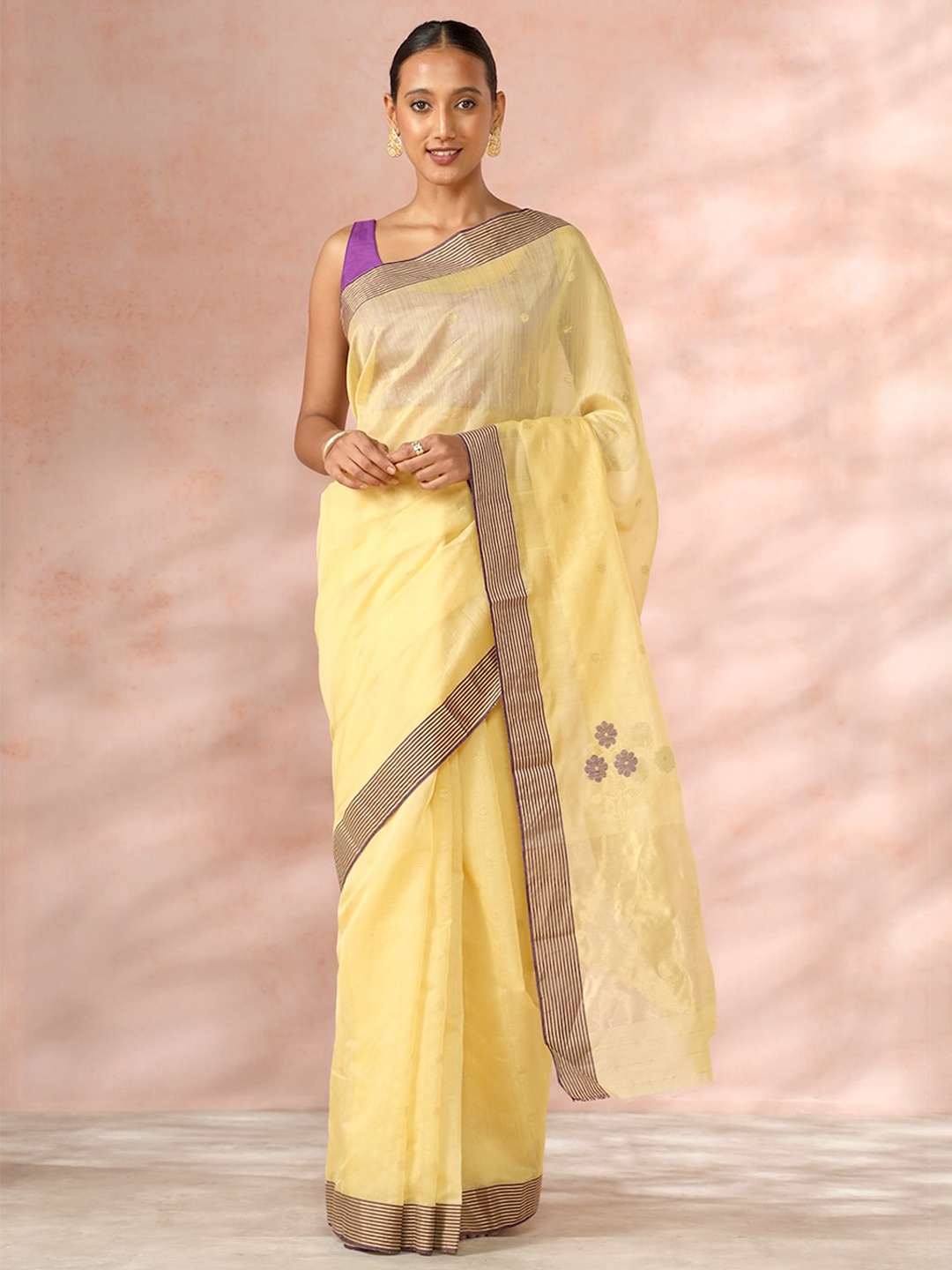 

Taneira Zari Chanderi Saree, Yellow