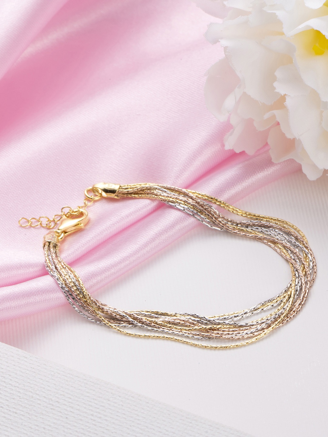 

Zavya Women 925 Pure Sterling Silver Rose Gold-Plated Multistrand Bracelet, Multi