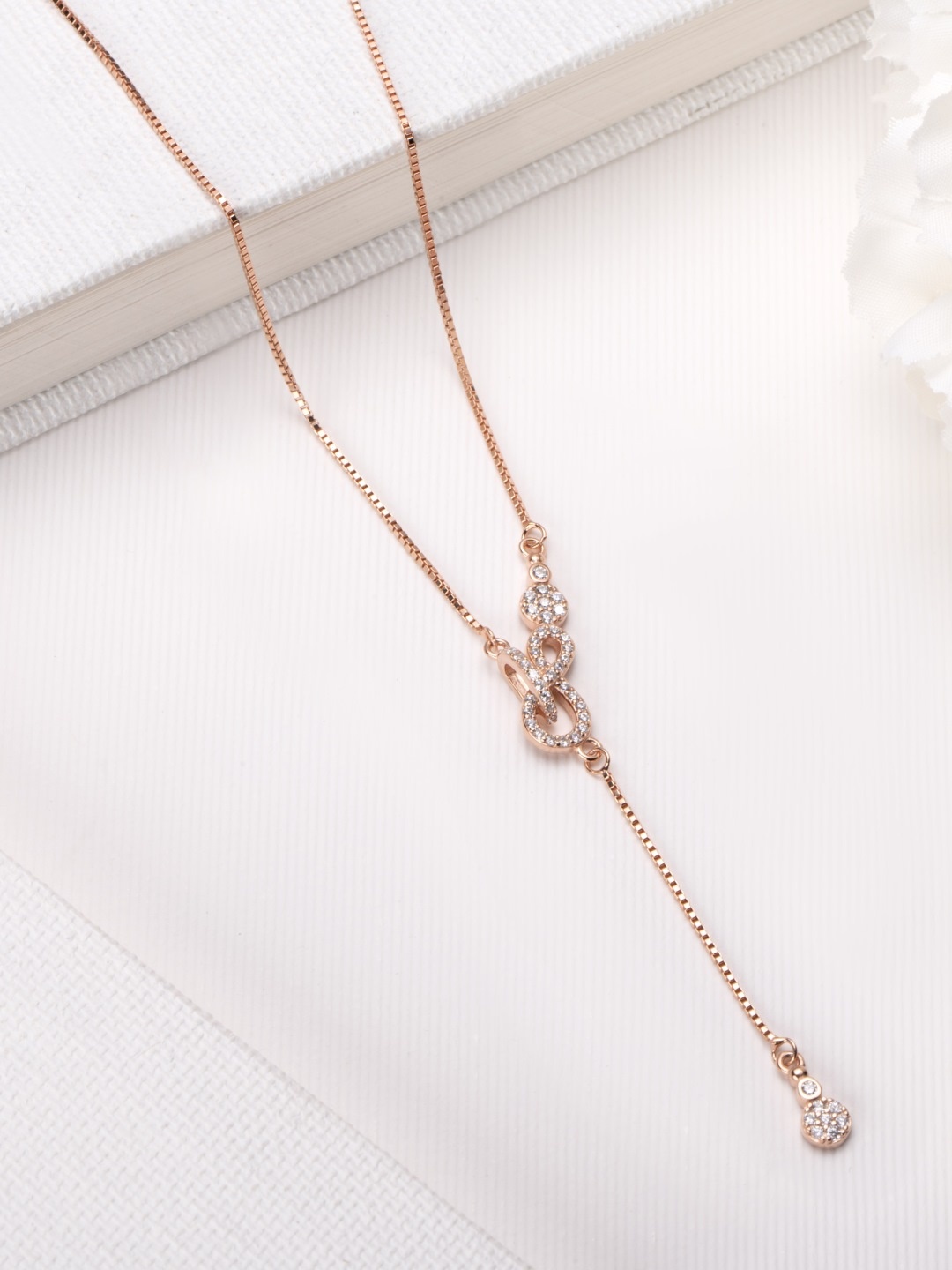 

Zavya 925 Sterling Silver CZ-Studded Rose Gold-Plated Necklace