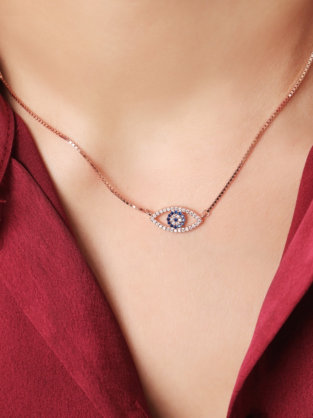 

Zavya 925 Sterling Silver CZ-Studded Rose Gold-Plated Necklace