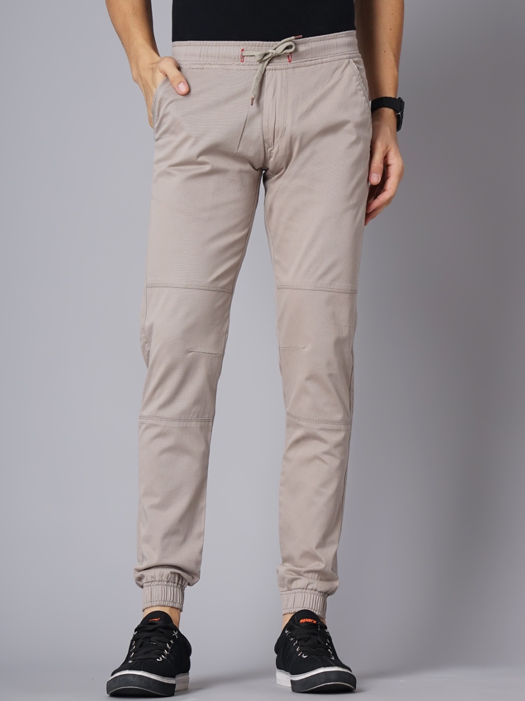 

PAUL STREET Men Smart Slim Fit Cotton Joggers, Grey