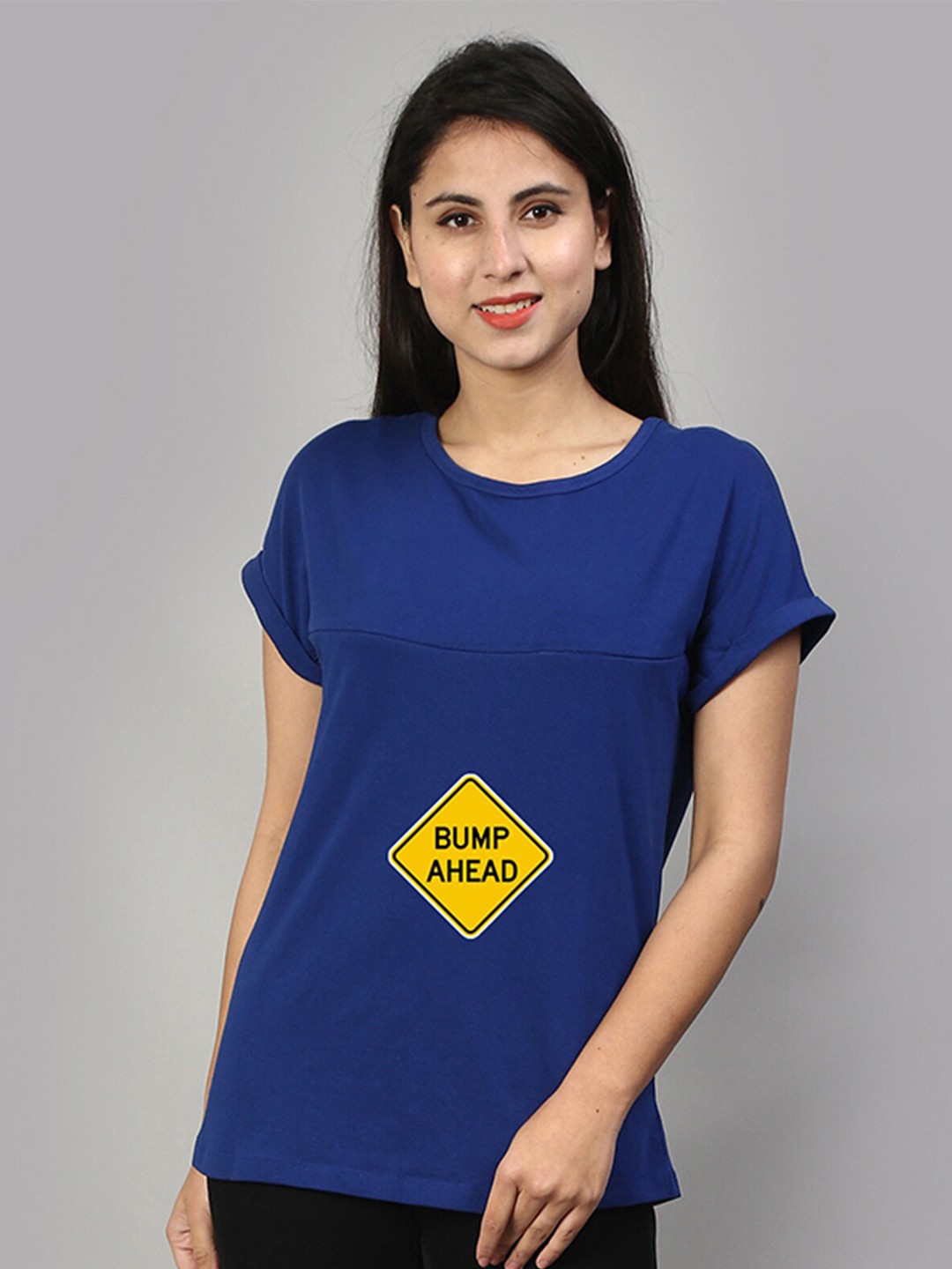 

SillyBoom Typography Printed Maternity Cotton T-Shirt, Blue