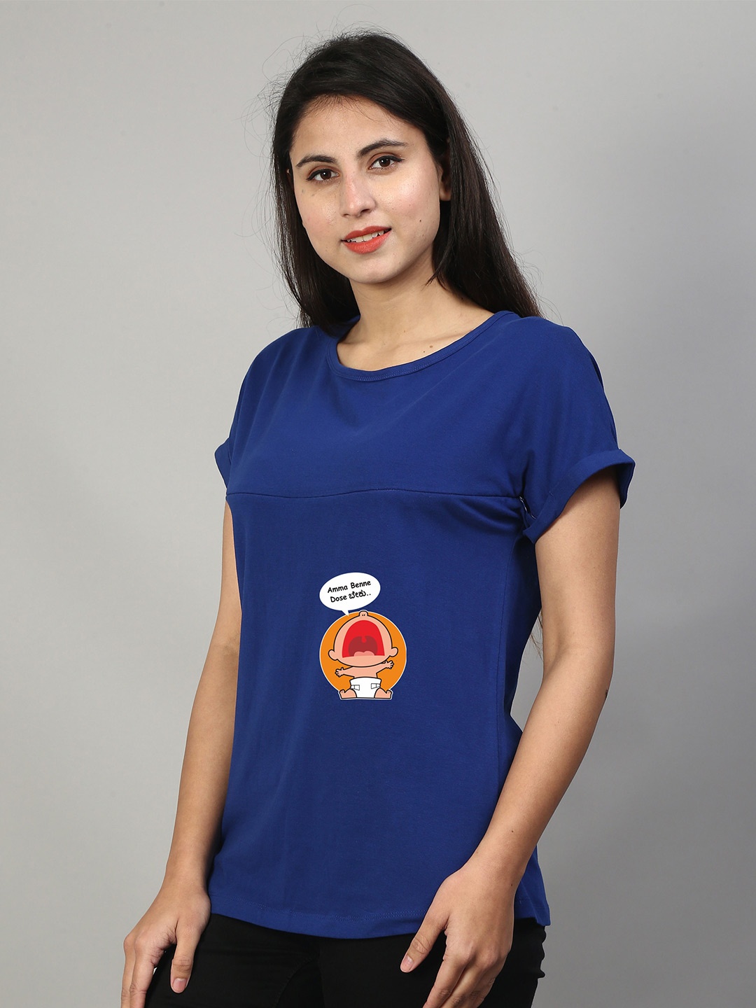 

SillyBoom Graphic Printed Maternity Cotton T-Shirt, Blue