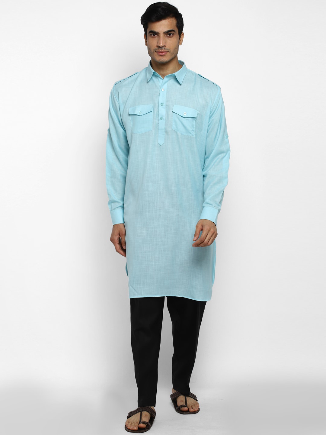 

ROYAL KURTA Regular Pure Cotton Kurta With Churidar, Blue