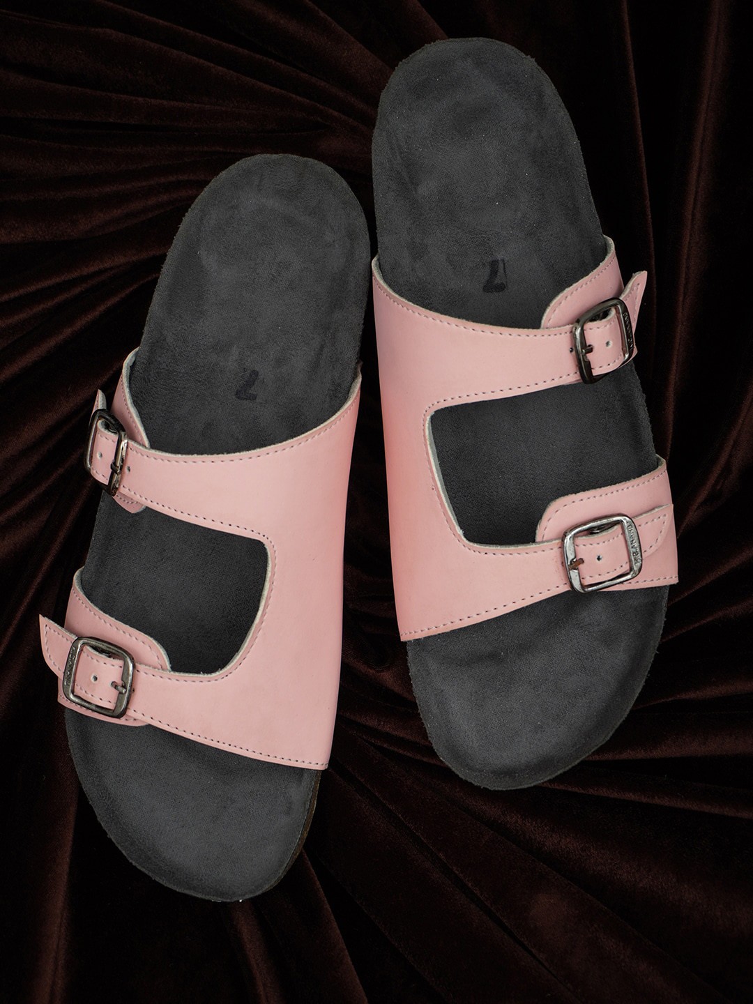 

LEONCINO Double Straps Open Toe Flats, Pink