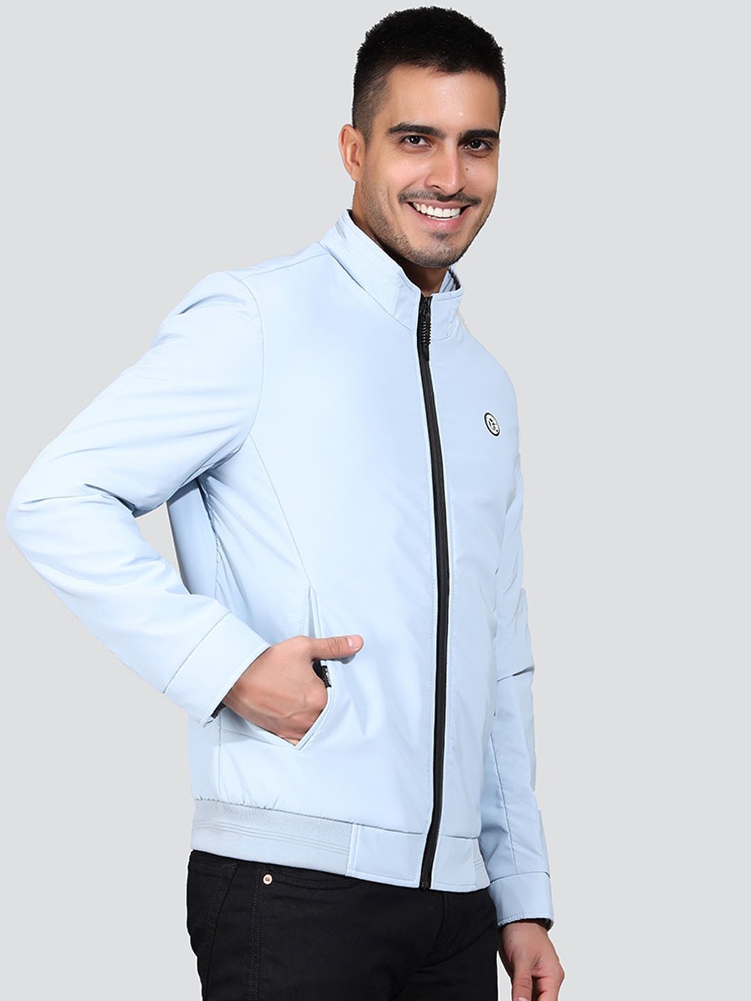 

YOUNG CLUB CLASSIC Mock Collar Lightweight Bomber Jacket, Blue