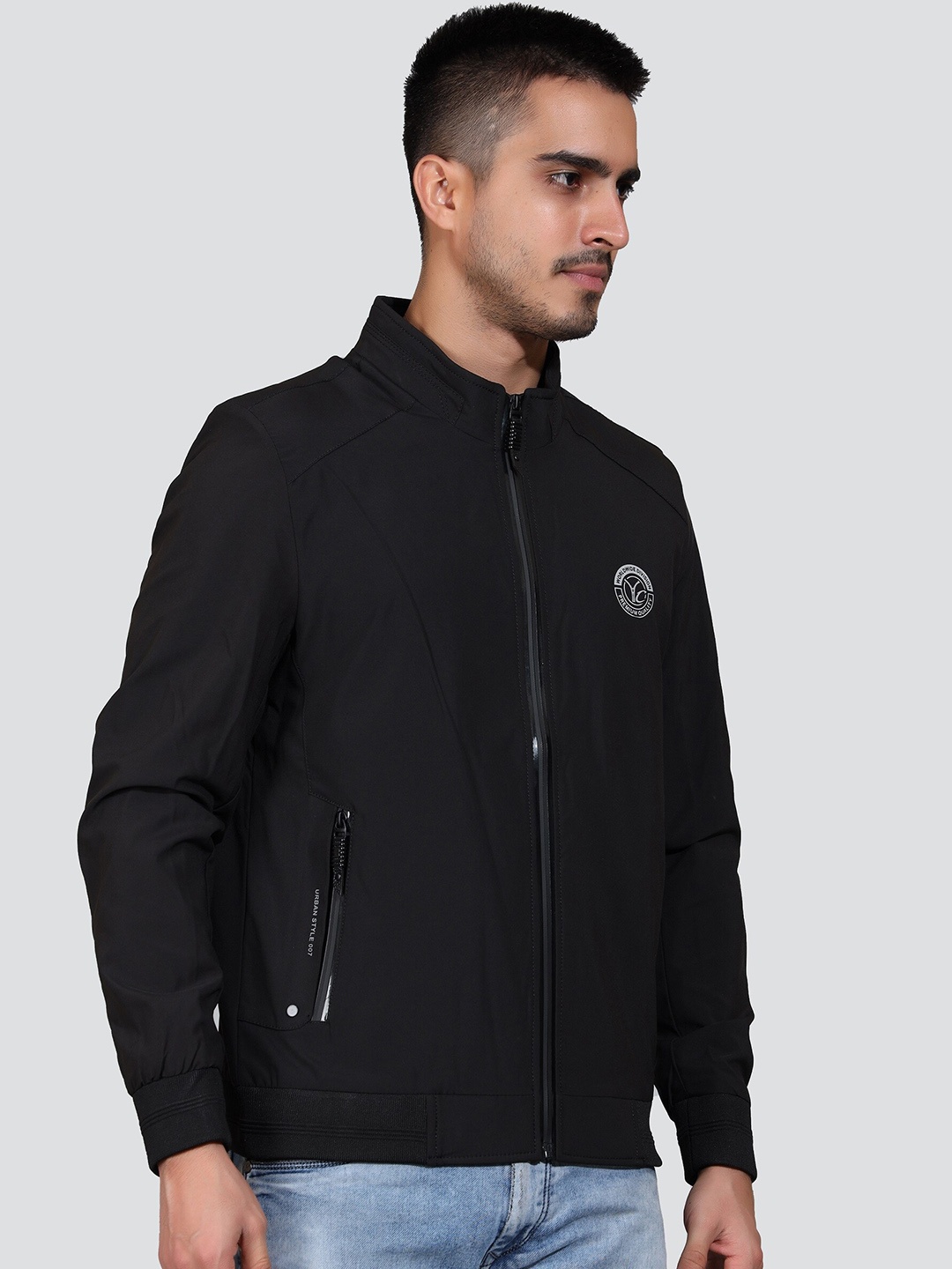 

YOUNG CLUB CLASSIC Mock Collar Lightweight Bomber Jacket, Black