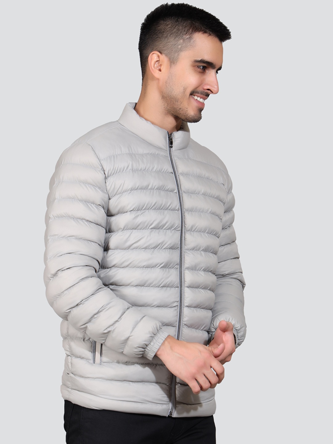 

YOUNG CLUB CLASSIC Lightweight Mandarin Collar Puffer Jacket, Grey