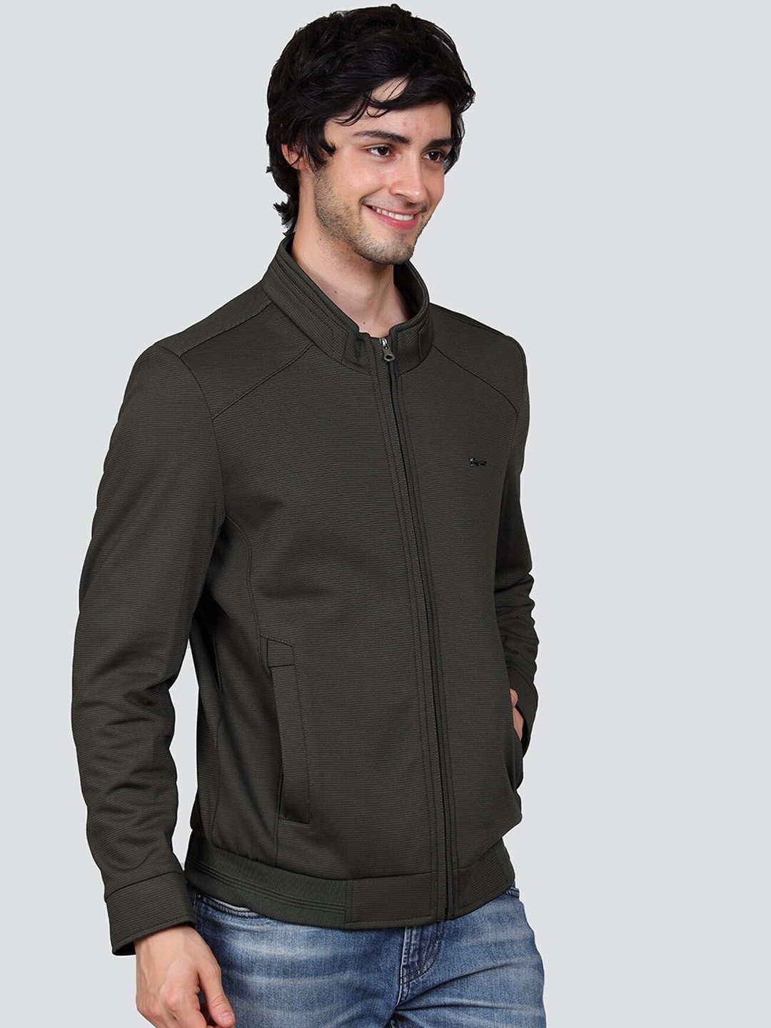 

YOUNG CLUB CLASSIC Lightweight Mandarin Collar Bomber Jacket, Olive