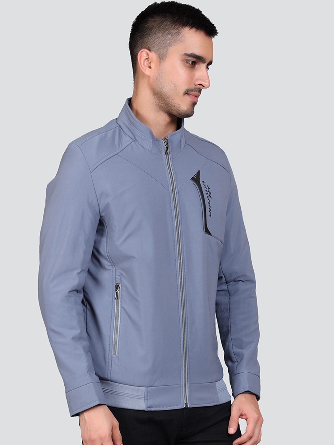 

YOUNG CLUB CLASSIC Lightweight Mandarin Collar Bomber Jacket, Blue