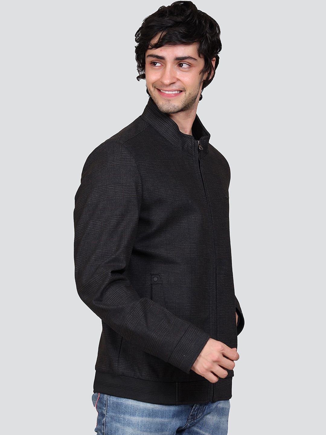 

YOUNG CLUB CLASSIC Checked Lightweight Bomber Jacket, Black
