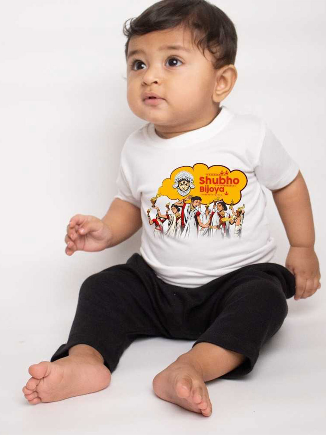 

KNITROOT Kids Graphic Printed Round Neck Cotton T-shirt, White