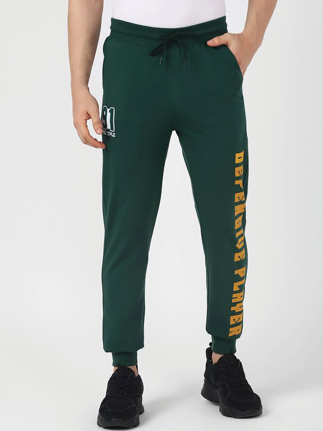 

UrbanMark Men Typography Printed Regular Fit Cotton Joggers Track Pants, Green