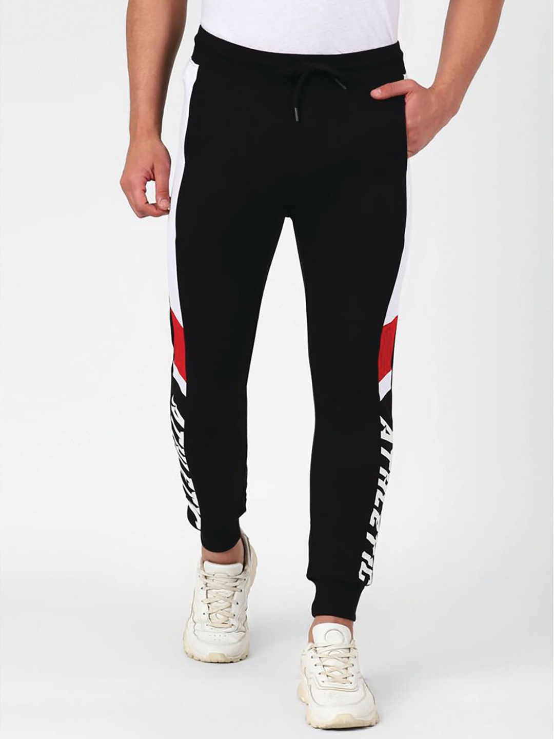 

UrbanMark Men Regular Fit Cotton Joggers Track Pants, Black