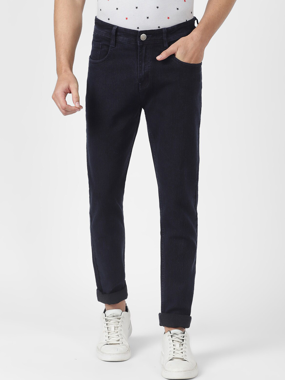 

UrbanMark Men Clean Look Mid-Rise Slim Fit Stretchable Jeans, Blue