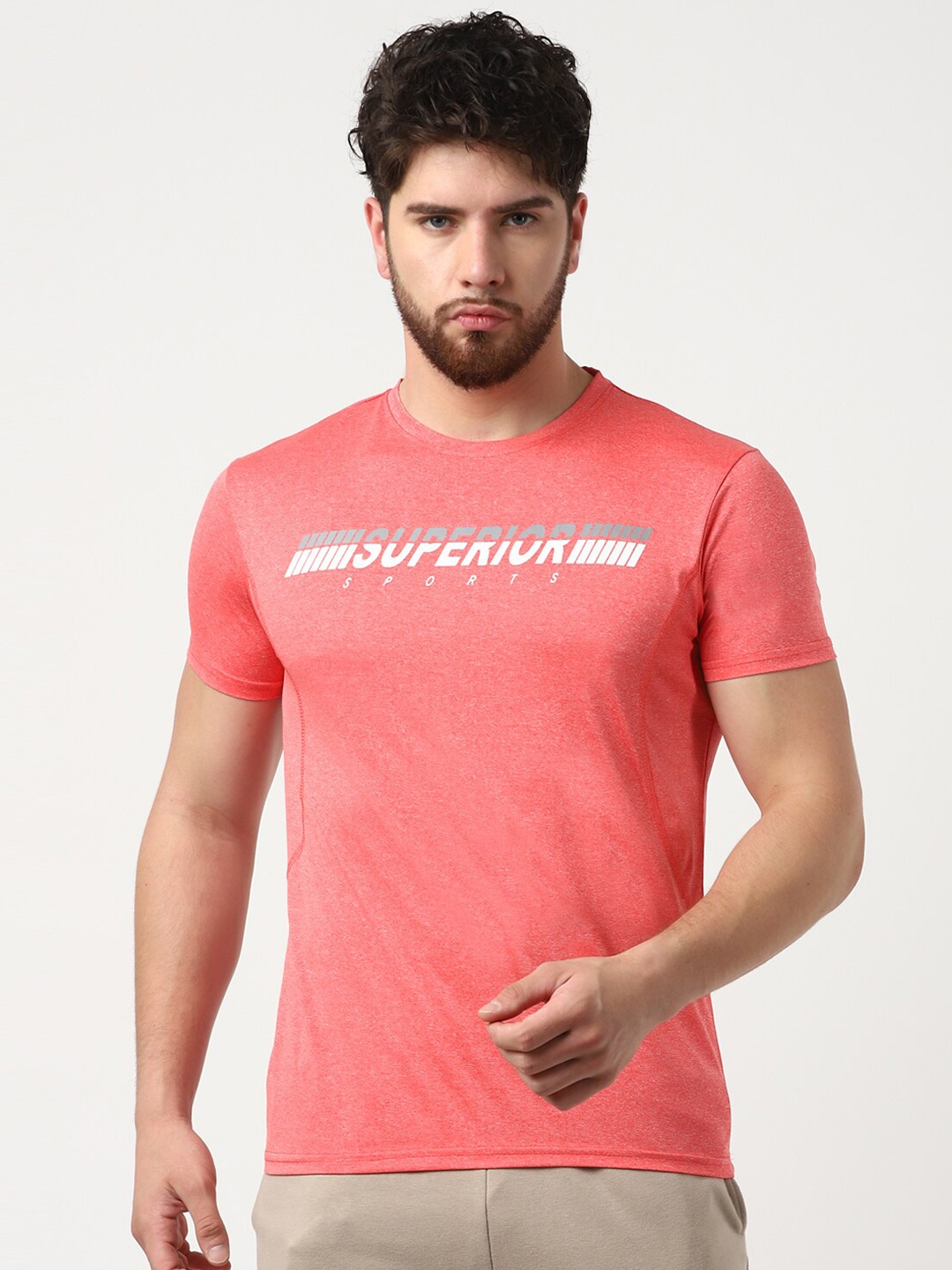 

UrbanMark Typography Printed Round Neck T-Shirt, Peach