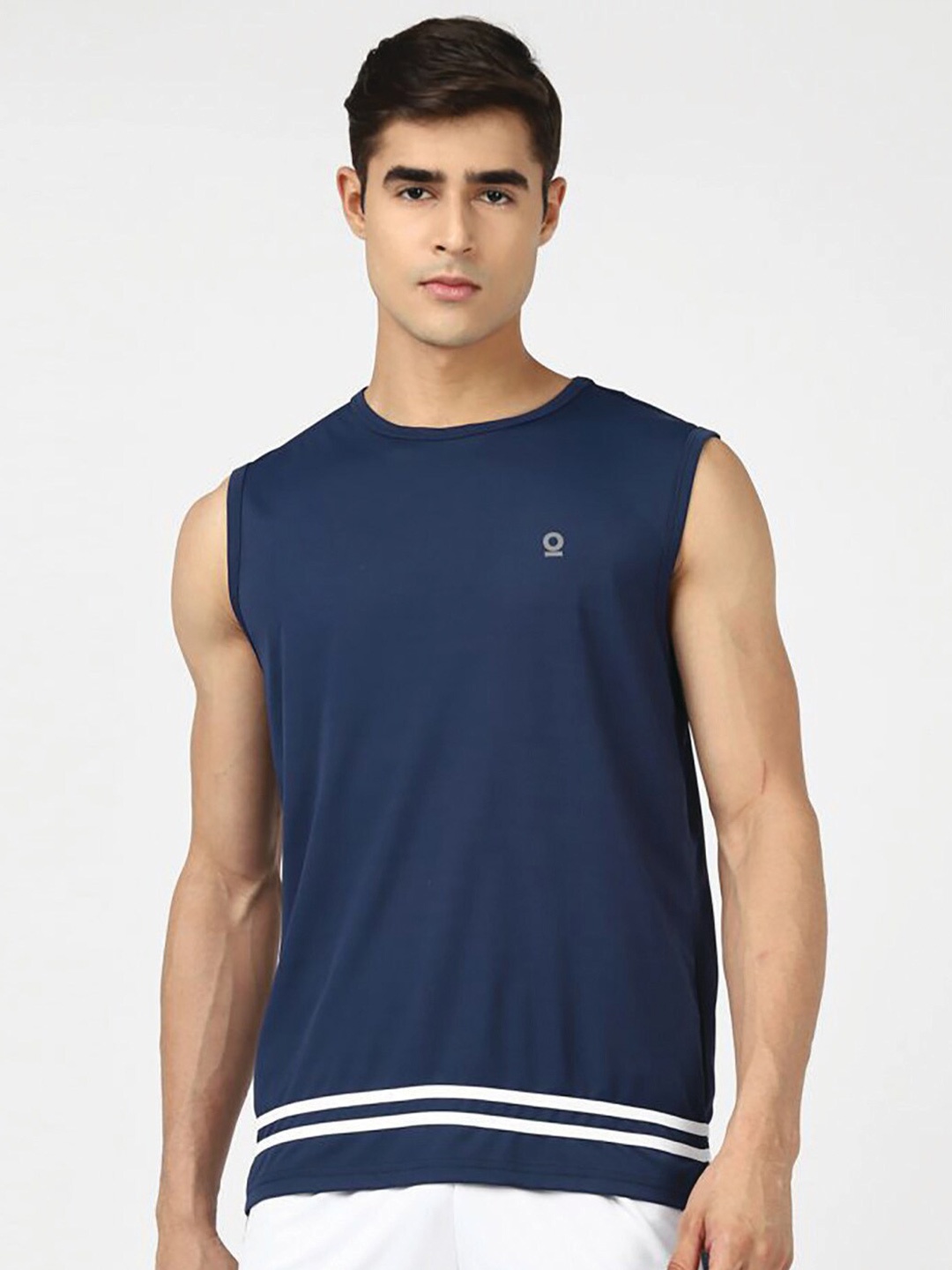 

UrbanMark Round Neck Regular Fit Sleeveless T-Shirt, Navy blue