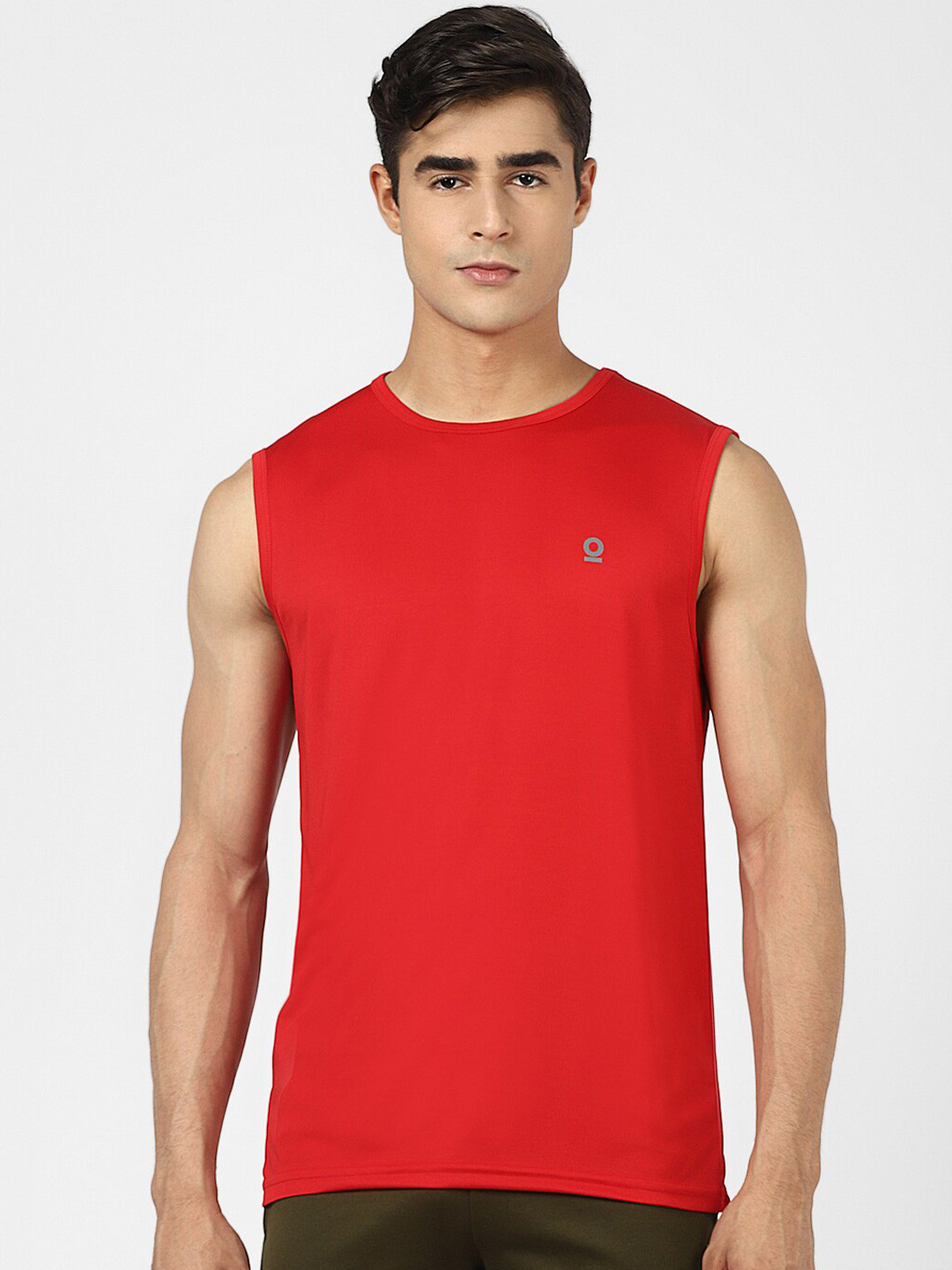 

UrbanMark Round Neck Regular Fit Sleeveless T-Shirt, Red