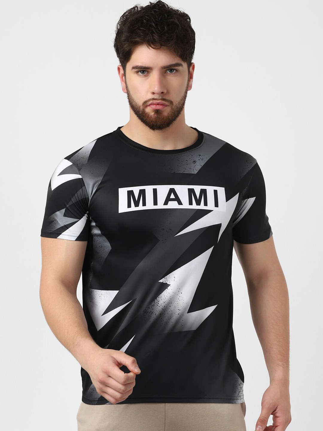 

UrbanMark Graphic Printed Sports T-Shirt, Black