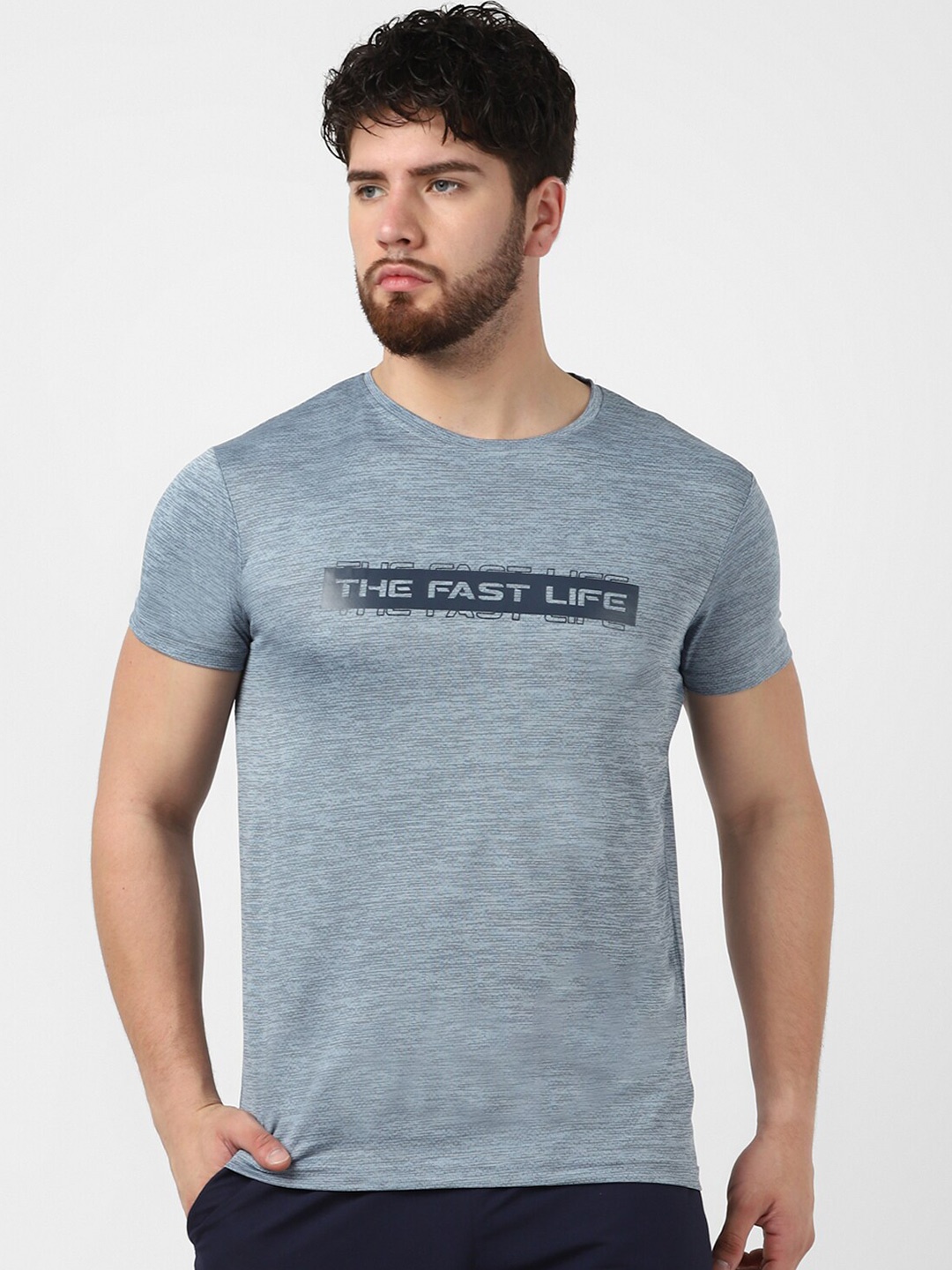 

UrbanMark Typography Printed Sports T-Shirt, Blue