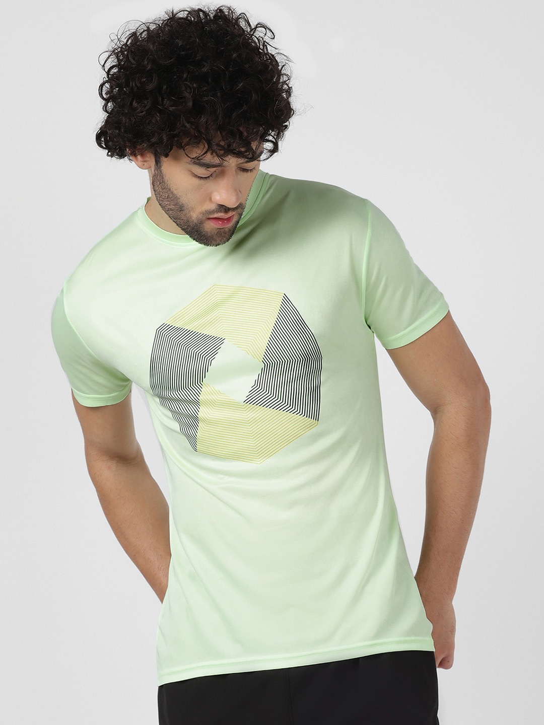 

UrbanMark Geometric Printed Round Neck T-Shirt, Green