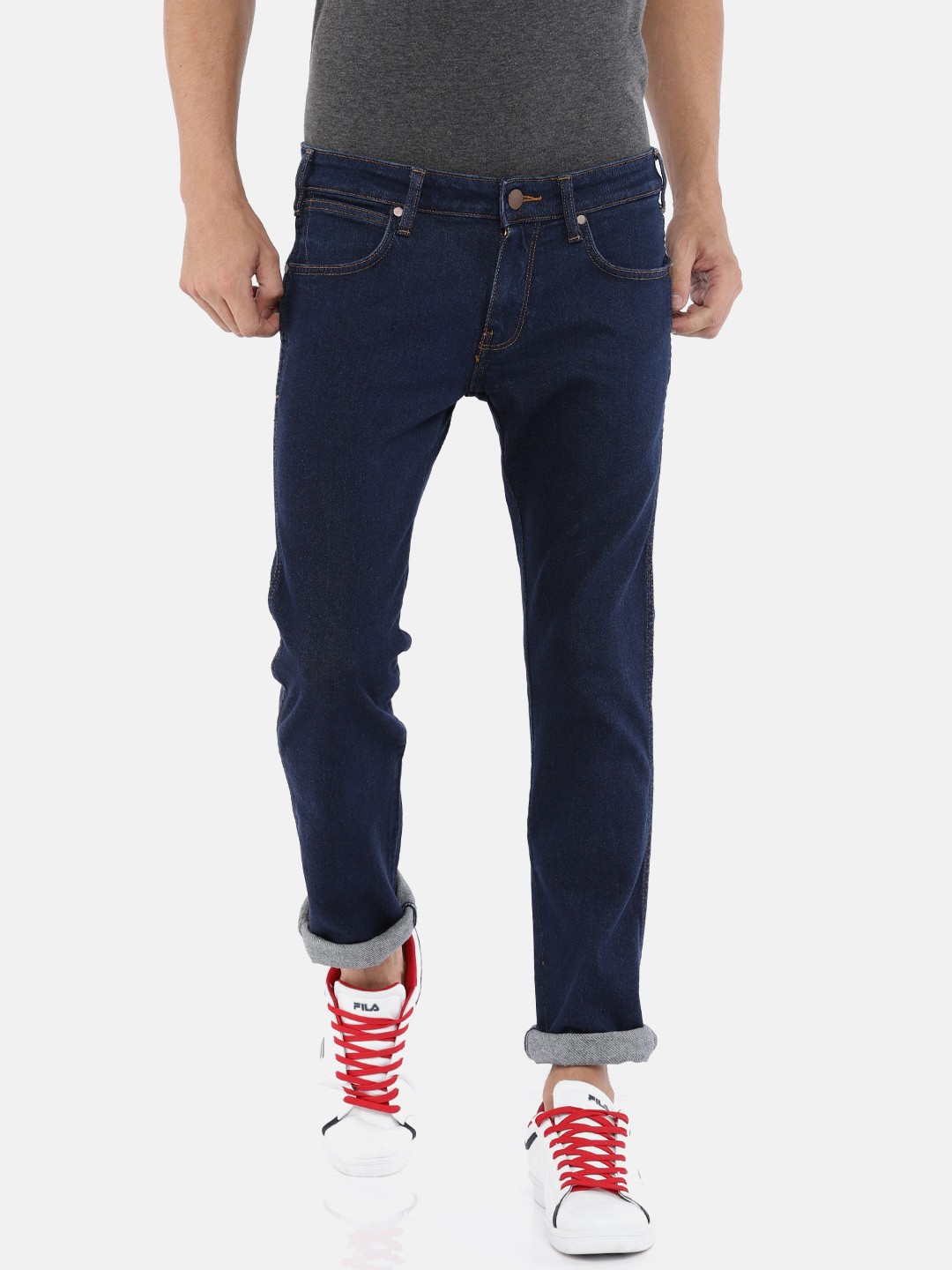 

Wrangler Men Skanders Blue Slim Fit Low-Rise Clean Look Stretchable Jeans