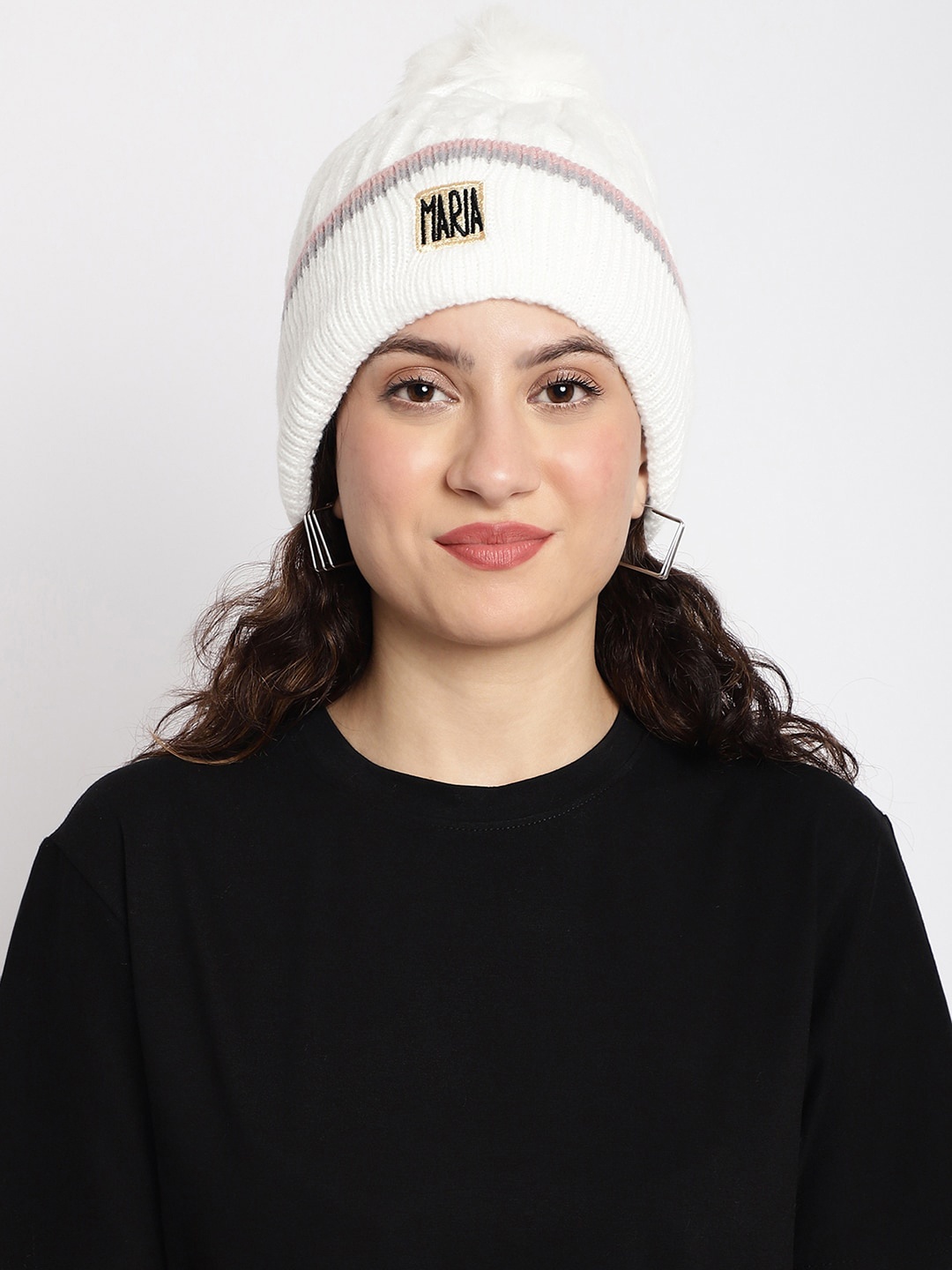 

ELLIS Women Self Design Beanie, White