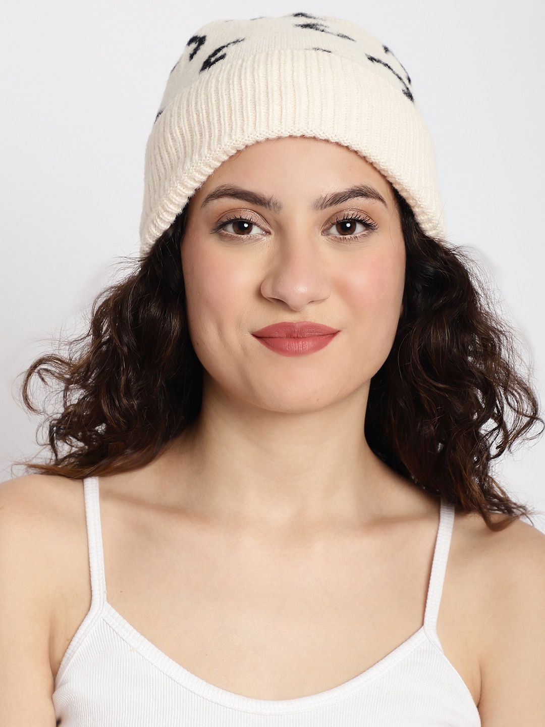

ELLIS Self Design Acrylic Beanie, Cream