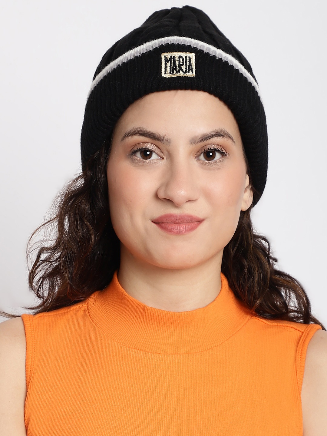 

ELLIS Self Design Acrylic Beanie, Black
