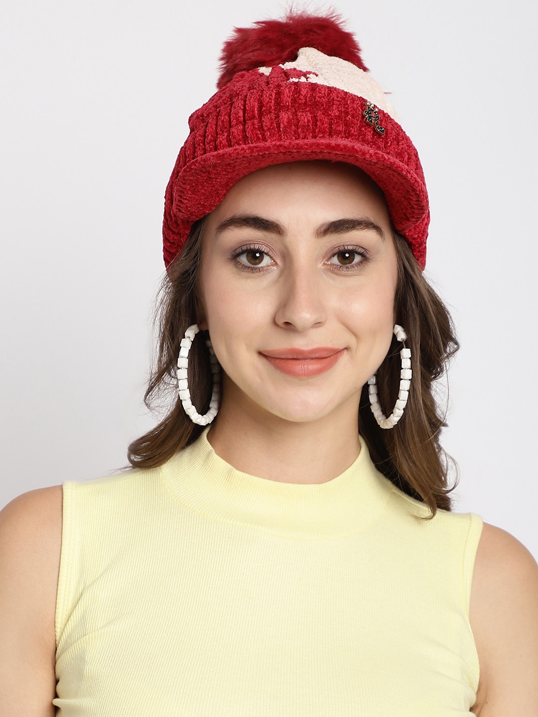 

ELLIS Colourblocked Acrylic Beanie, Red