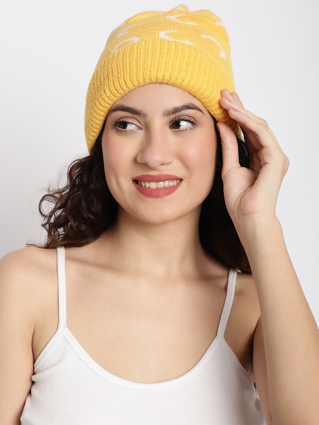

ELLIS Self Design Acrylic Beanie, Yellow