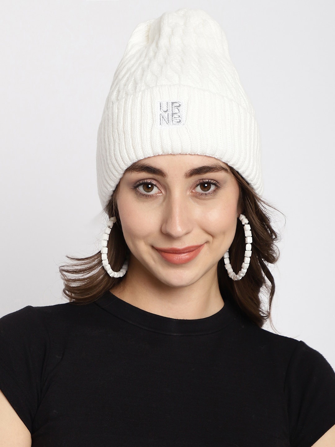 

ELLIS Self Design Acrylic Beanie, White