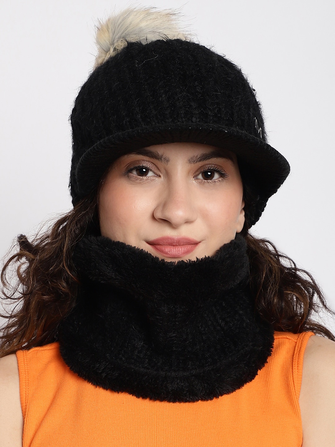 

ELLIS Self Design Acrylic Beanie With Visor, Black