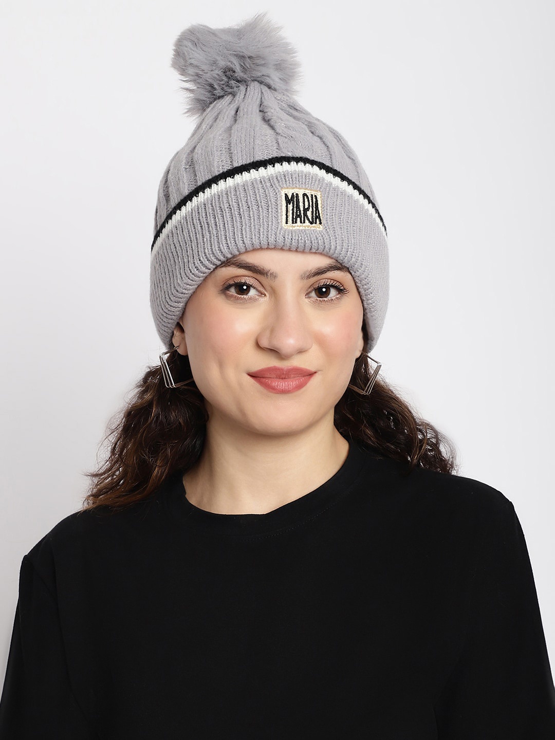 

ELLIS Women Self Design Beanie, Grey