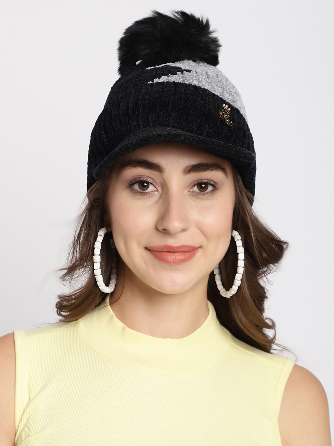 

ELLIS Women Self Design Beanie, Black