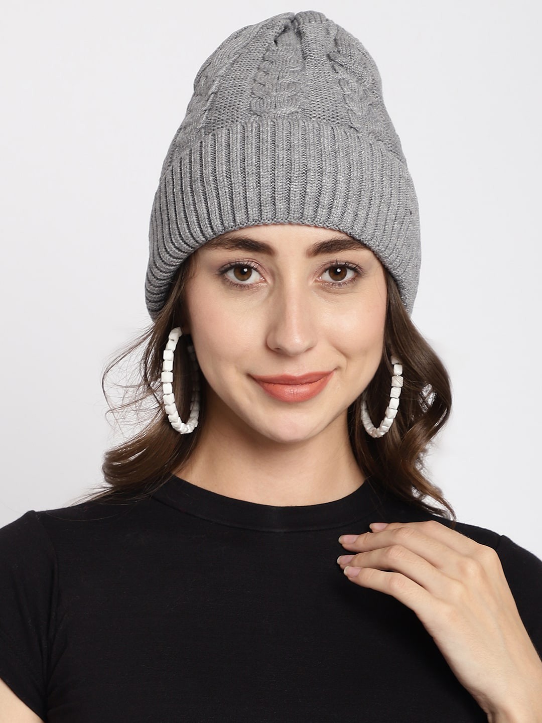 

ELLIS Self Design Acrylic Beanie, Grey