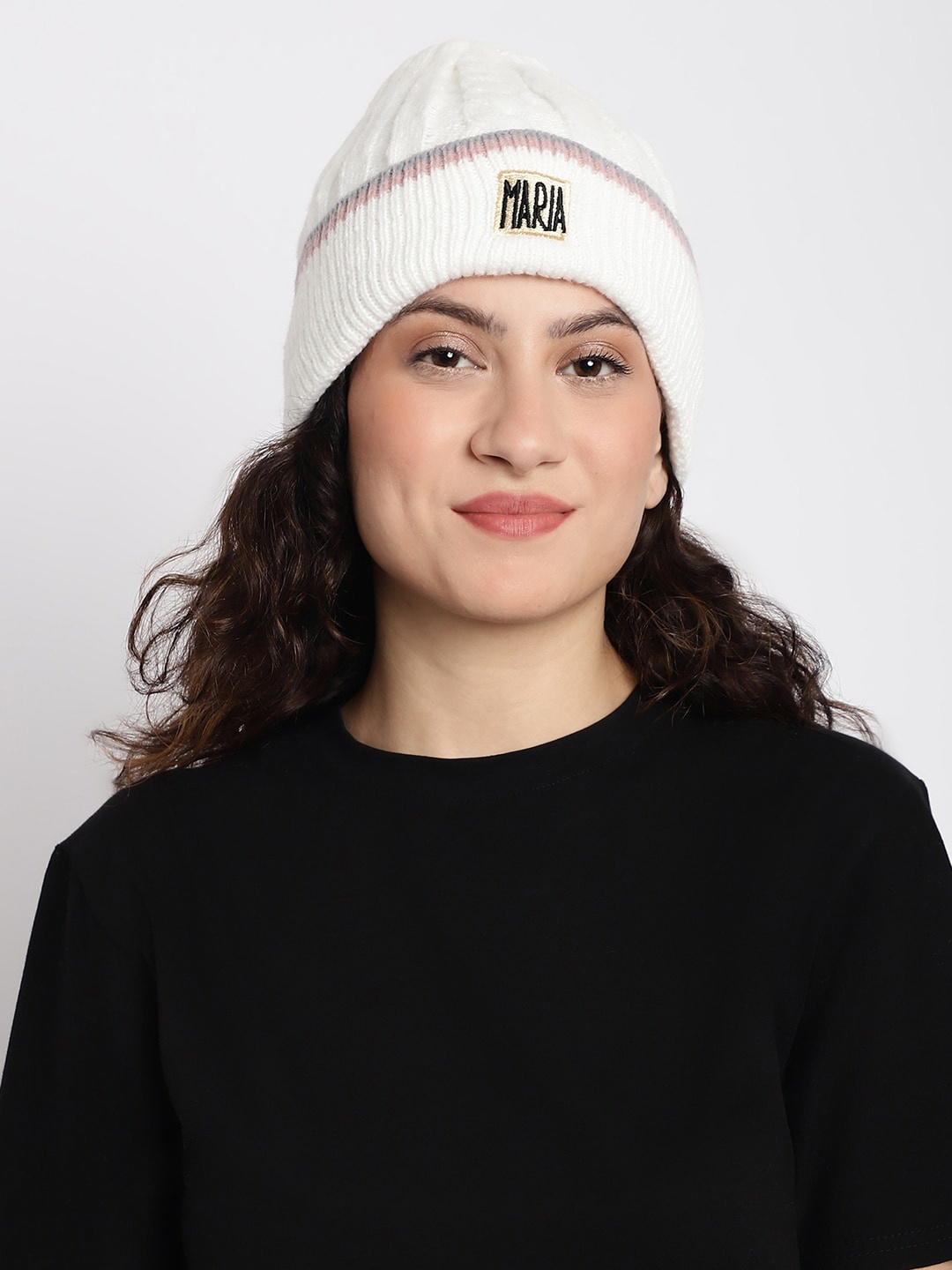 

ELLIS Self Design Acrylic Beanie, White