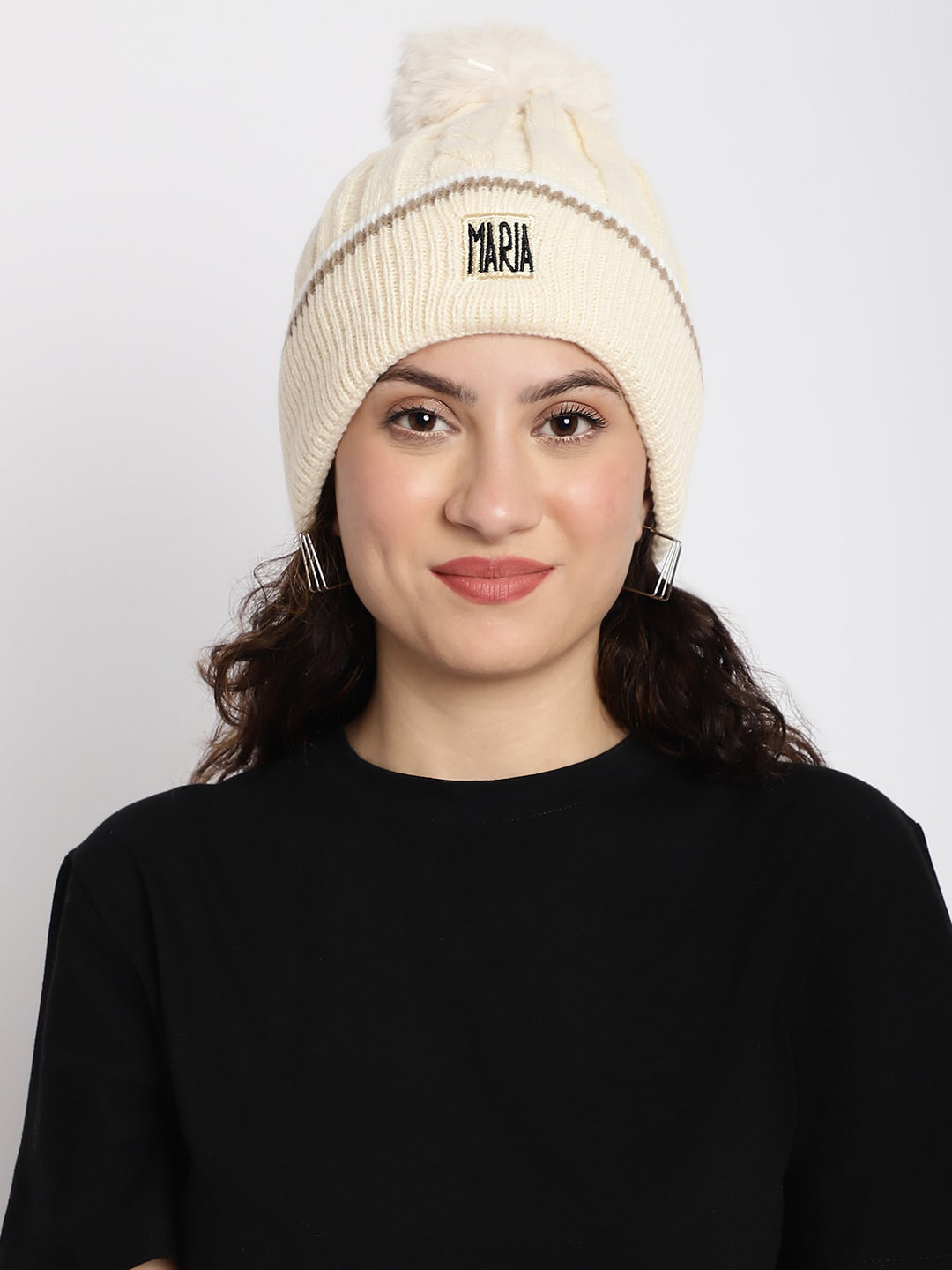 

ELLIS Self Design Acrylic Beanie, Cream