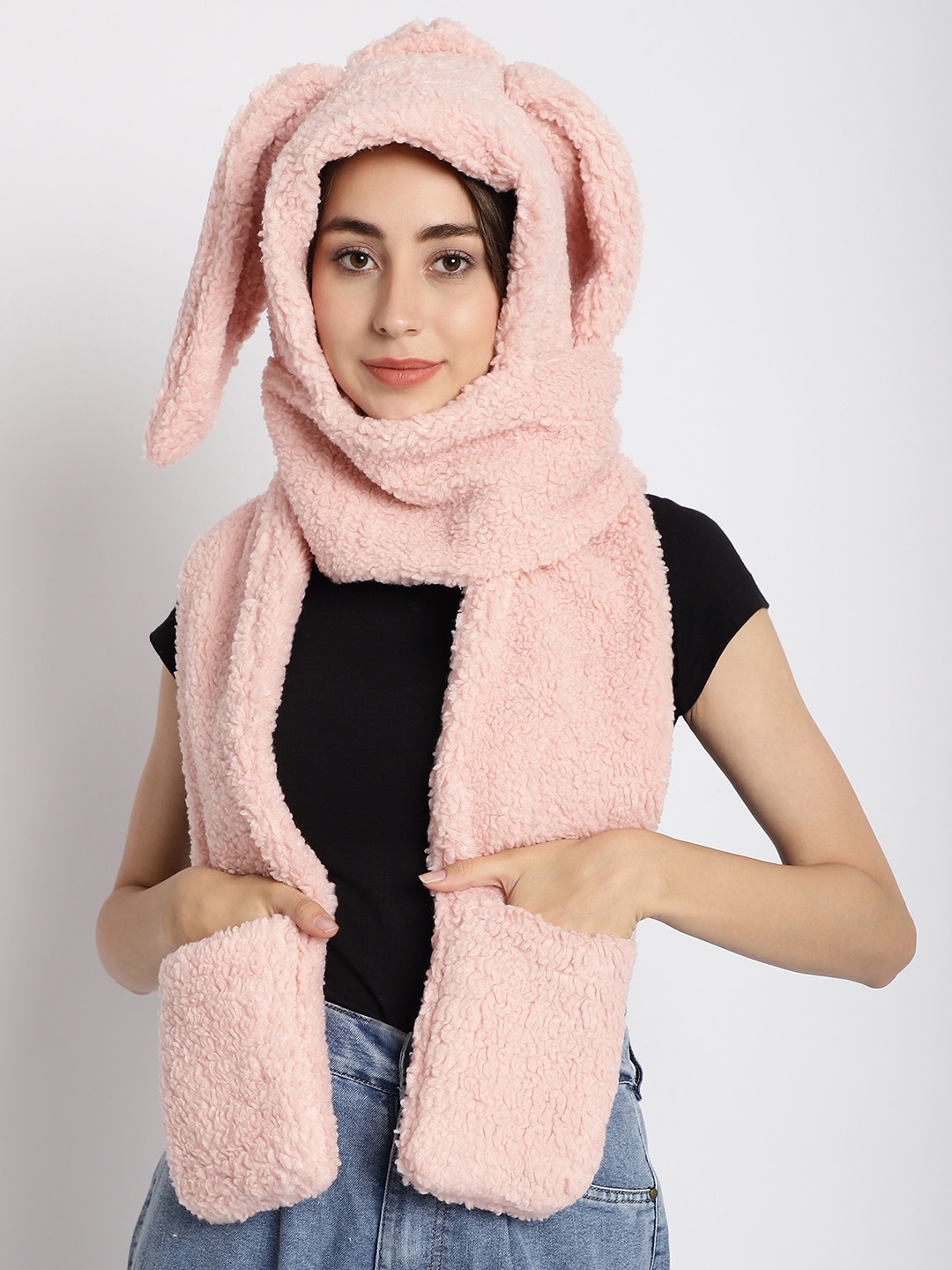 

ELLIS Women 3 in 1 Rabbit Beanie, Pink