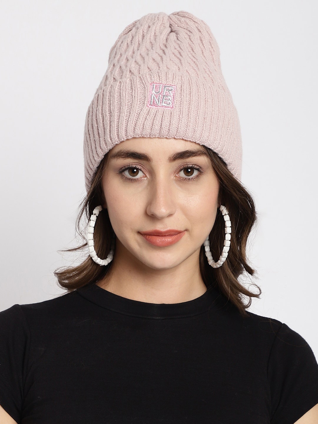 

ELLIS Women Self Design Beanie, Pink